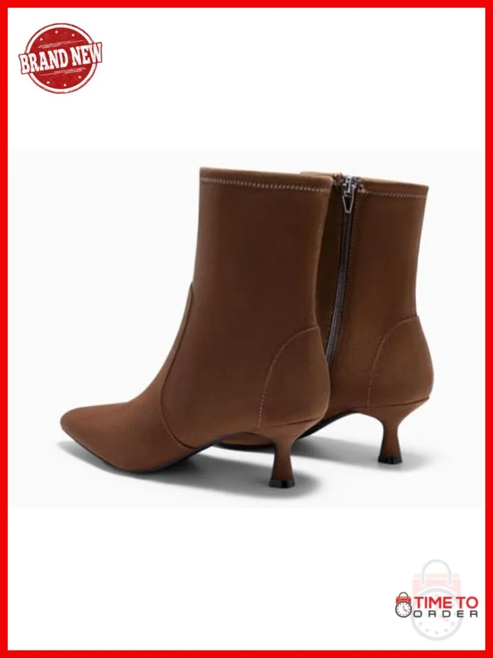 Womens Kitten Heel Ankle Boots Pointed Toe Booties Side Zipper Fall Shoes